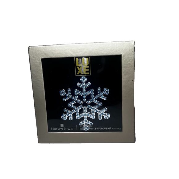 Vintage Harvey Lewis LUXE Snowflake Ornament Swarovski Crystals Silver Ribbon - Picture 5 of 7
